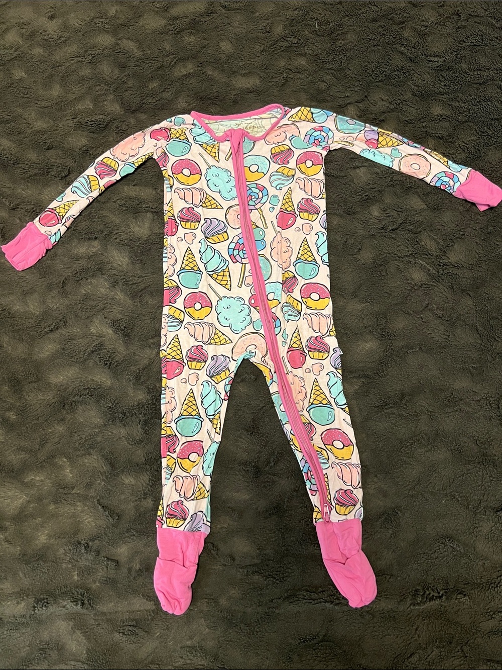 Little Sleepies pink candy zippie 12-18 months